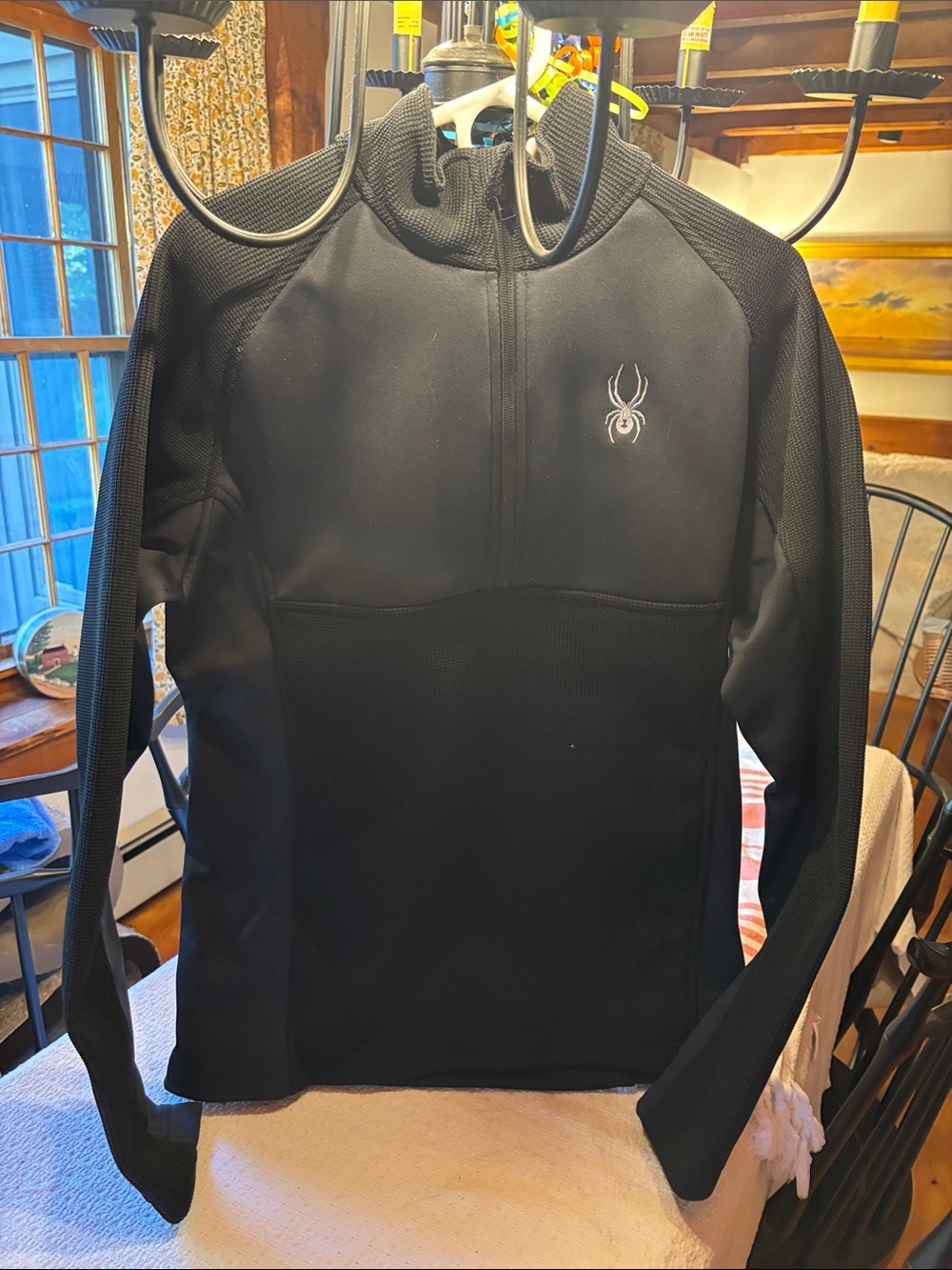 Spyder Black Men's Lightweight Half-Zip Windbreaker with Spider Emblem
